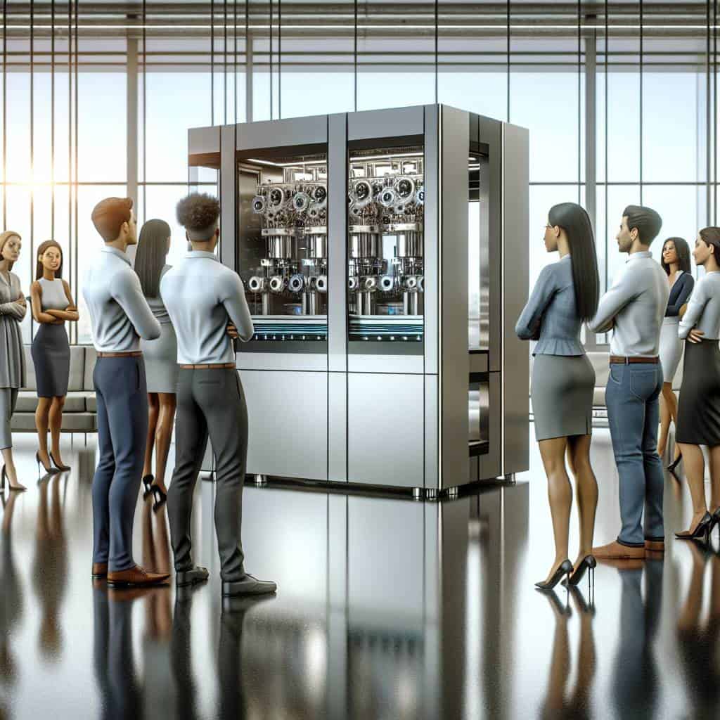 Embracing automation at work, office scene.