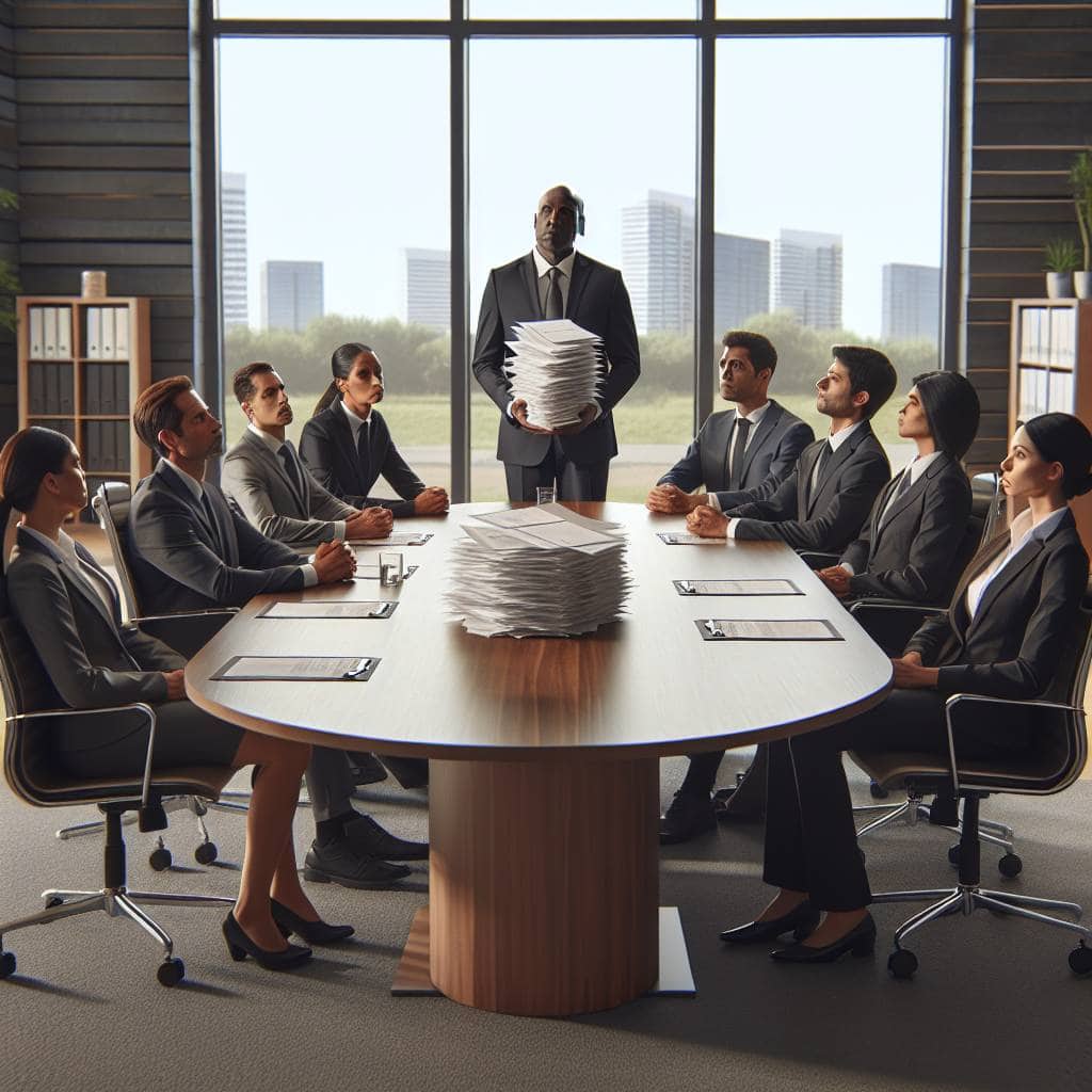 Employee motivation techniques in office meeting.