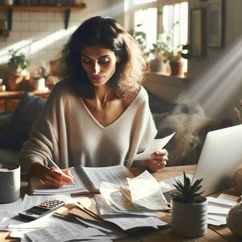 Practicing financial wellness routines at home.