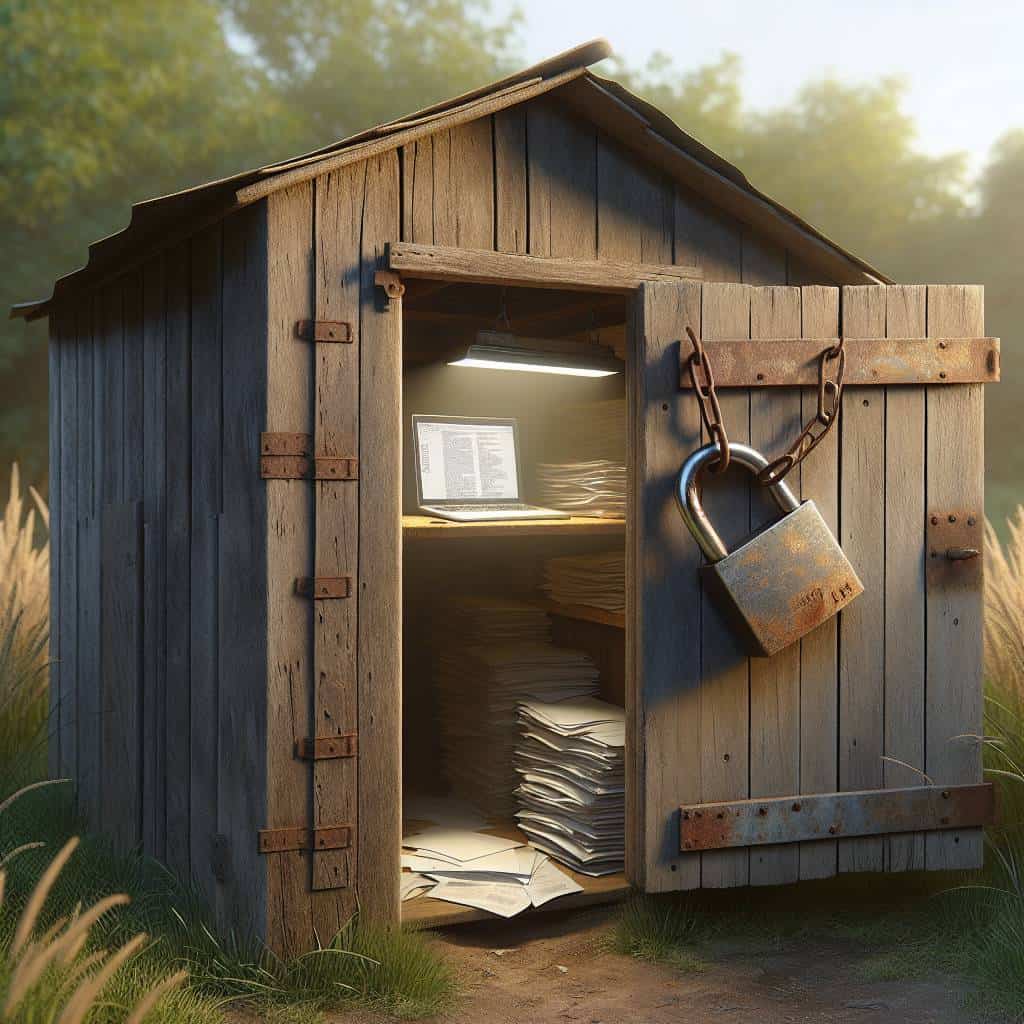 Keeping data private in unsecured shed.