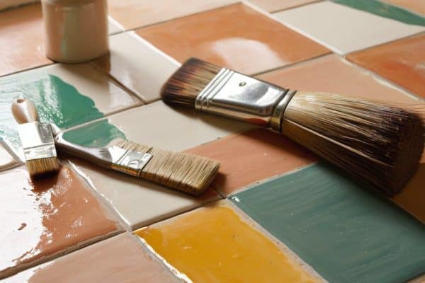 DIY tile floor painting project