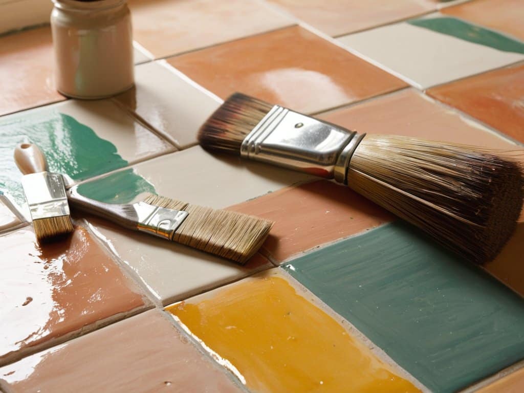 DIY tile floor painting project
