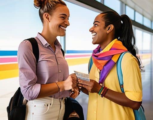 Cityscape with rainbow, safety for LGBTQ+ travelers